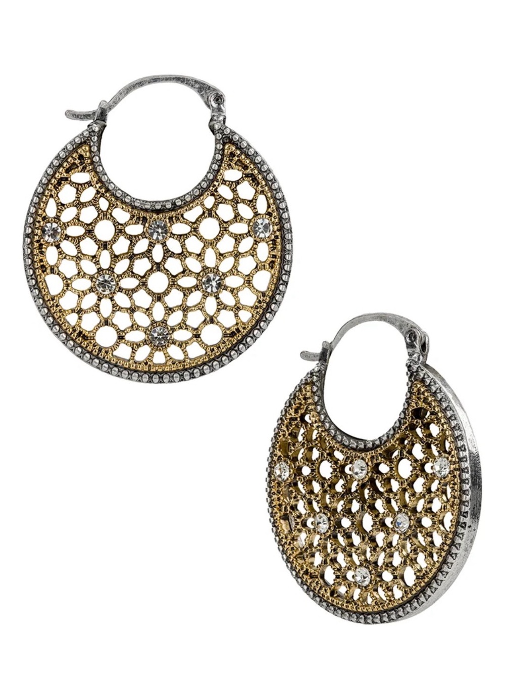 Patricia Nash Gold and Silver Filigree Hoop Earrings
